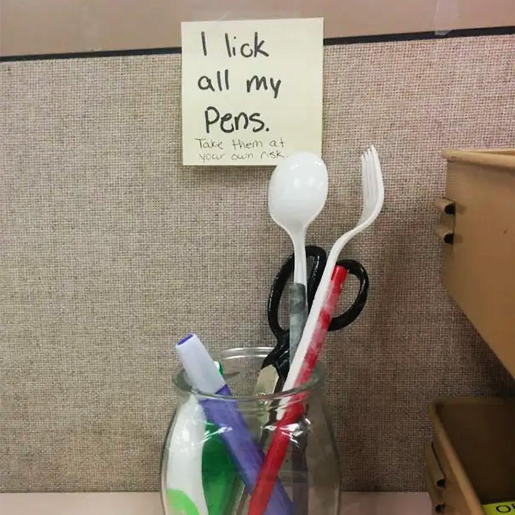 Beware of the Licked Pens Office Notes