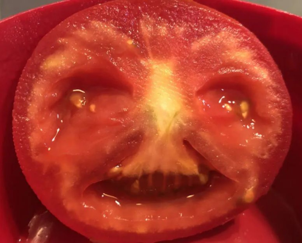 teeth face tomato fruit