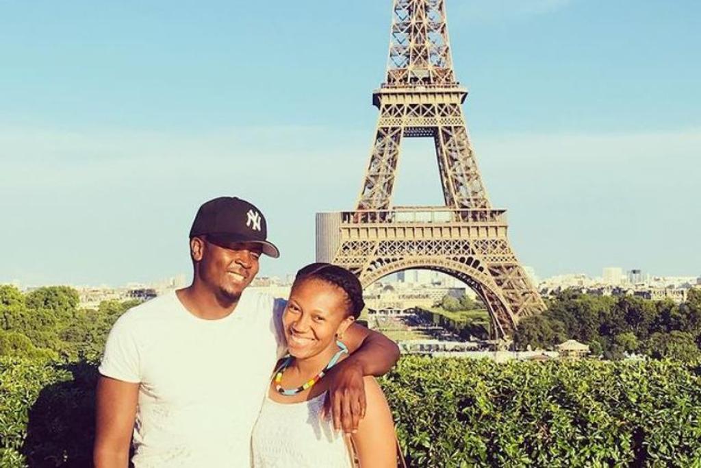 Couple Posing Eiffel Tower