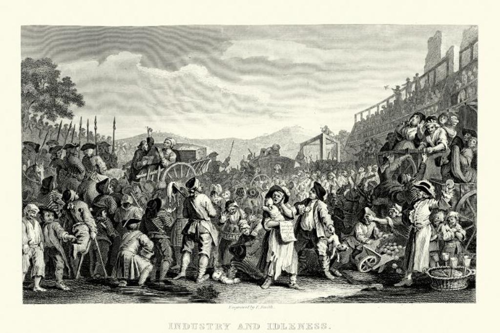 London Crowds Illustration Historical