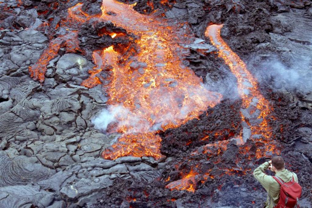 man lava volcano eruption